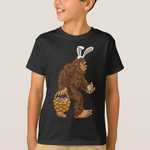 Påsk Bigfoot with Egg Basket Roligt Boys Kids Sasq T Shirt