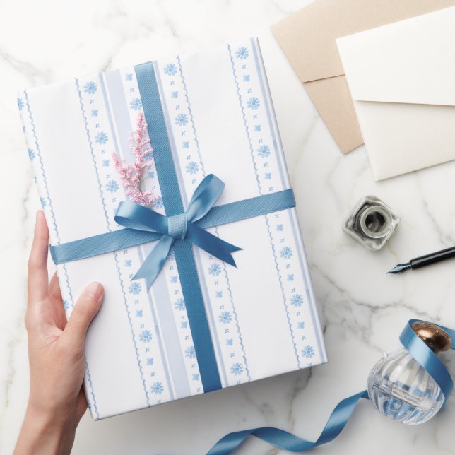 Påsk Blå Blommig Akvarell Stuga Redigerbar  Presentpapper (Gifting)