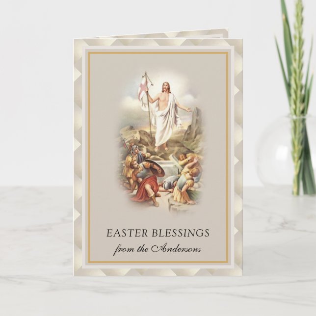 Påsk Blesings Resurrection Jesus Prayer Helgdag Helgkort (Framsida)