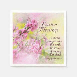 Påsk Blesings Sång i Solomon 2:12 Rosa Flower Pappersservett