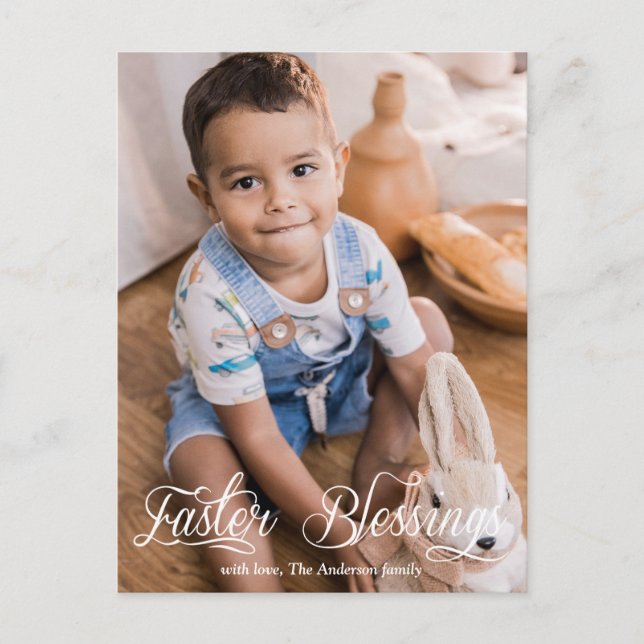 Påsk Blessings Baby Kids Family Photo Helg Vykort (Framsida)