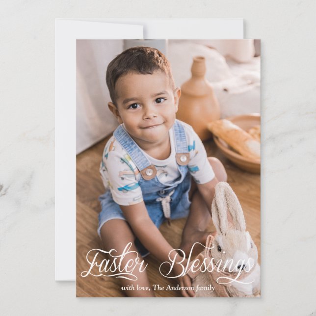 Påsk Blessings Baby Kids Family Photo Julkort (Framsida)