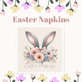 Påsk Blessings Brunch Cute Bunny Öron Rosa Pappersservett