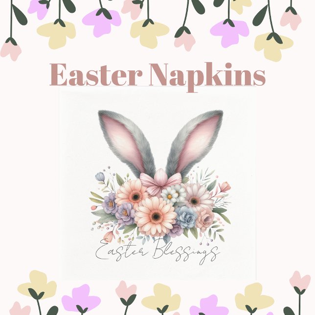 Påsk Blessings Brunch Cute Bunny Öron White Pappersservett (Skapare uppladdad)