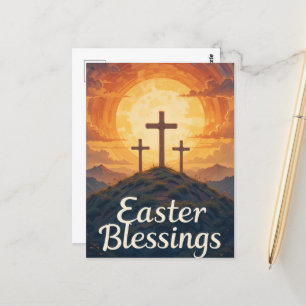 Påsk Blessings Christian Kor Sunset Religiösa Vykort