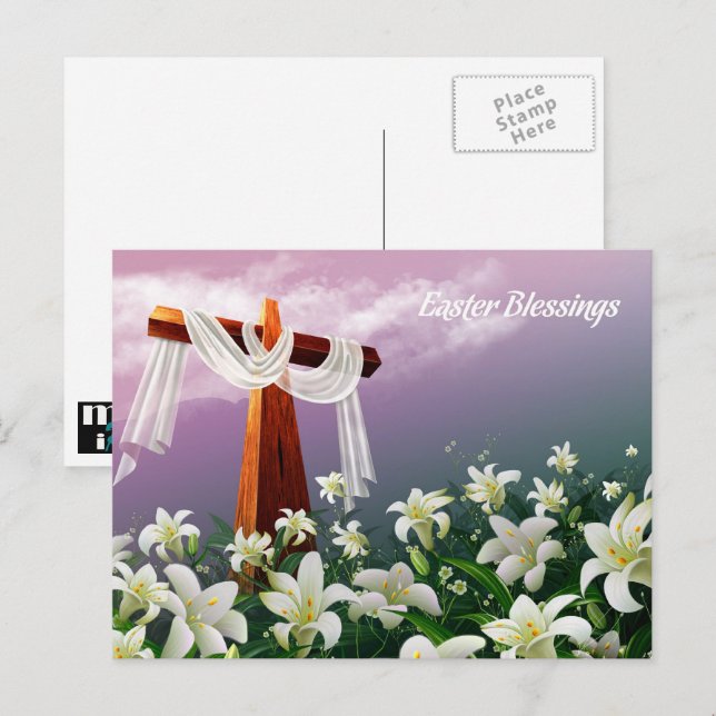 Påsk Blessings. Christian Religiösa Helg Vykort (Fram/baksida)