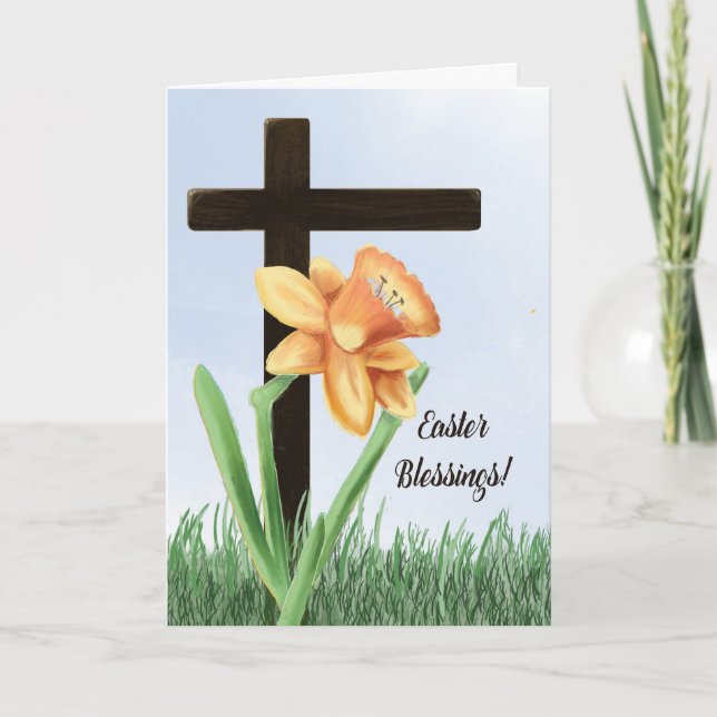 Påsk Blessings Daffodil över Kor Kort (Framsida)