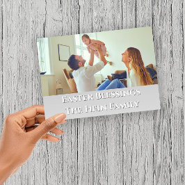 Påsk Blessings Fullt Bleed Family Photo Lila Julkort