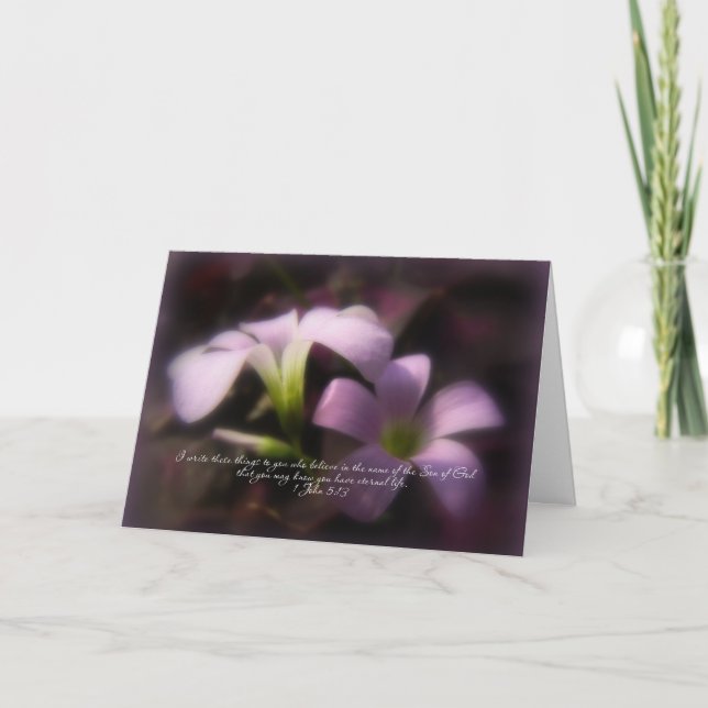 Påsk Blessings Greeting Card - Lila Oxalis Helgkort (Framsida)