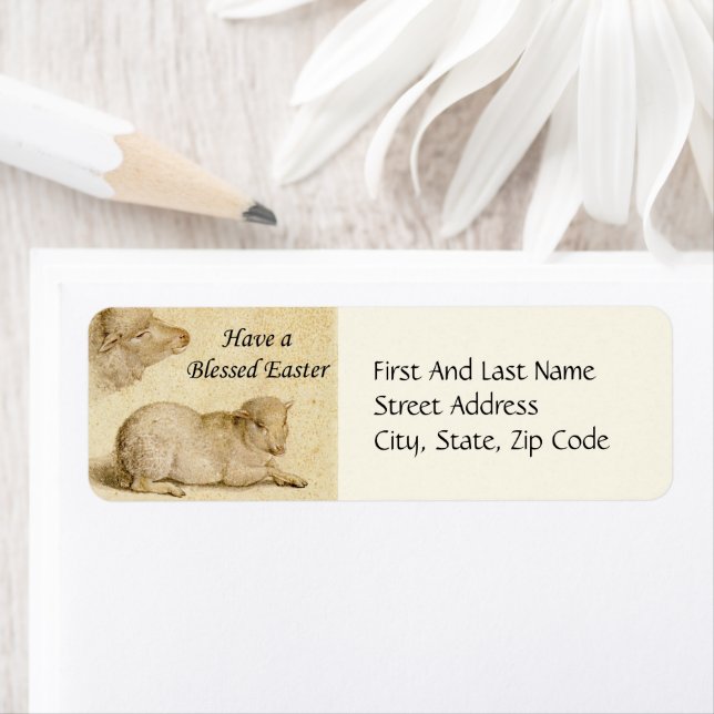 Påsk Blessings Holbeins backlammerkonst Returadress Etikett (Insitu)