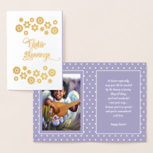 Påsk Blessings. Little African American Angel Folierat Kort