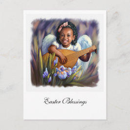 Påsk Blessings. Little African American Angel Helg Vykort