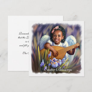 Påsk Blessings. Little Afro Angel Flat Cards Julkort