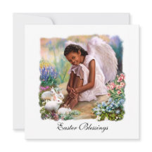 Påsk Blessings. Little Afro Angel Flat Cards