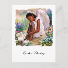 Påsk Blessings. Little Angel med Bunnies Helg Vykort