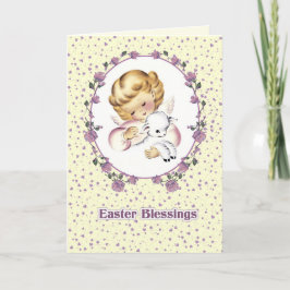 Påsk Blessings. Little Angel med Lamb Påsk Helgkort