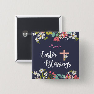 Påsk Blessings of Risen Kristus Flowers Knapp