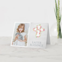 Påsk Blessings Religiösa Kor Rosa Flower Photo Helgkort