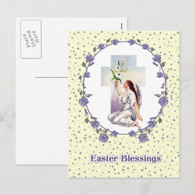 Påsk Blessings. Religiösa Påsk Helg Vykort (Fram/baksida)