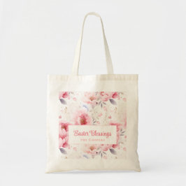 Påsk Blessings | Rosa Flowers Mönster | PÅSK Tygkasse
