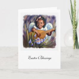Påsk Blessings. Små Afro Angel-gratulationskort Helgkort