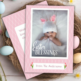 Påsk Blessings Sweet Pastel Rosa Anpassningsbar Ph Julkort