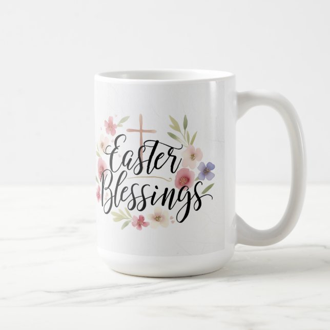 Påsk Blessings Typography Mugg - Elegant Vår (Höger)