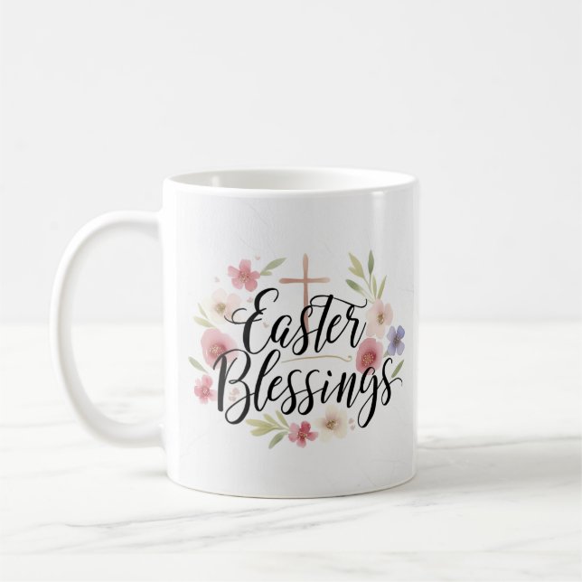 Påsk Blessings Typography Mugg - Elegant Vår (Vänster)