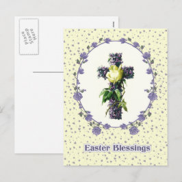 Påsk Blessings. Vintage Blommigt Kor Religiösa Helg Vykort