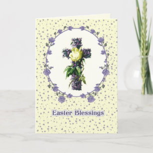 Påsk Blessings. Vintage Blommigt Kor Religiösa Helgkort