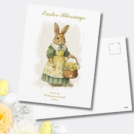 Påsk Blessings Vintage Bunny Rabbit Anpassningsbar Helg Vykort