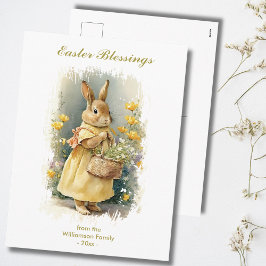 Påsk Blessings Vintage Bunny Rabbit Anpassningsbar Helg Vykort