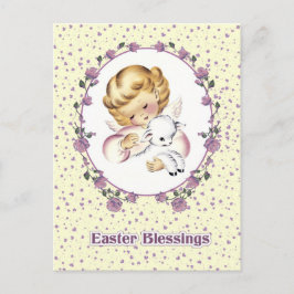 Påsk Blessings. Vintage Little Angel med Lamb Helg Vykort