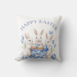 Påsk Blommigt Bunny Chinoiserie Kudde