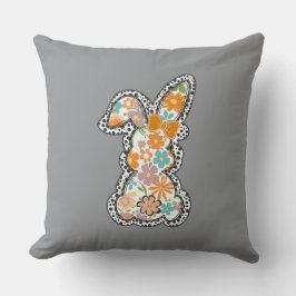 Påsk Blommigt Bunny Leopard Gräns Glad påsk Kudde
