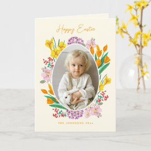 Påsk blommigt-fotohelgdag kort