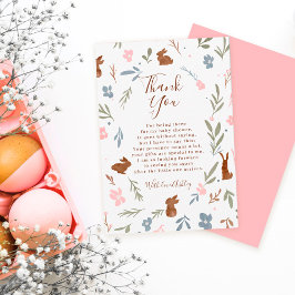 Påsk blommigt kanin, liten babydusch tack kort