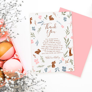 Påsk blommigt kanin, liten babydusch tack kort