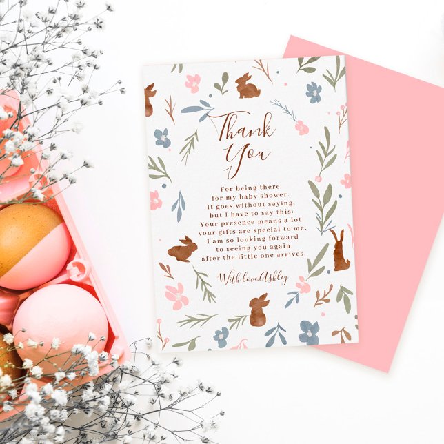 Påsk blommigt kanin, liten babydusch tack kort (Skapare uppladdad)