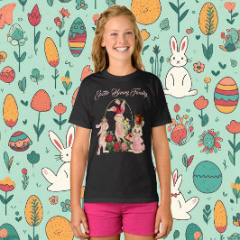 Påsk Blommigt Krona Bunny Family Watercolor Ro T Shirt