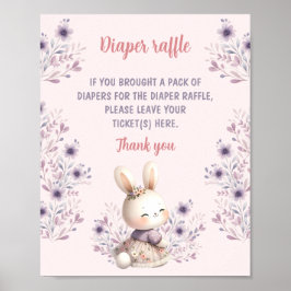 Påsk Blommigt Rosa Baby Shower Diaper Raffle Sign Poster