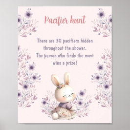 Påsk Blommigt Rosa Baby Shower Game Nappar-jakt Poster