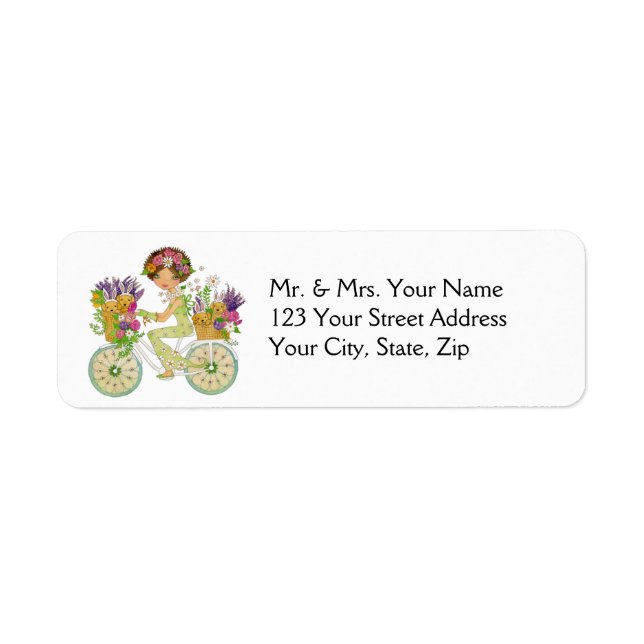 Påsk Blommor med valpar av lab Returadress Etikett (Framsidan)