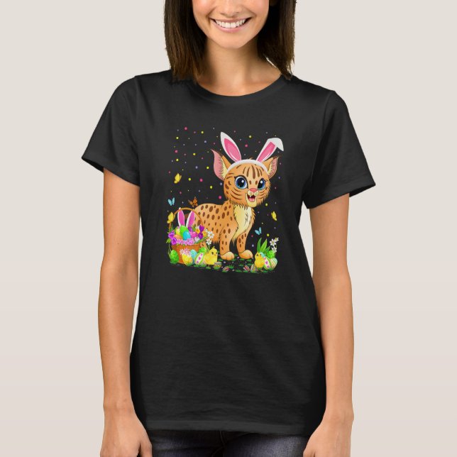 Påsk Bobcat Bunny Egg Hunting Bobcat Påsk Sund T Shirt (Framsida)
