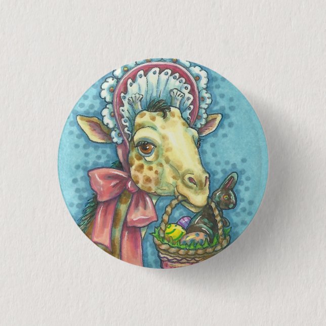 PÅSK BONNET GIRAFFE-KNUTTON Rund Knapp (Framsida)