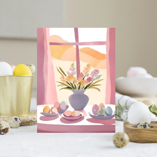 Påsk Bord | Blommigt Bouquet-vattenfärghantering Helg Vykort (Skapare uppladdad)