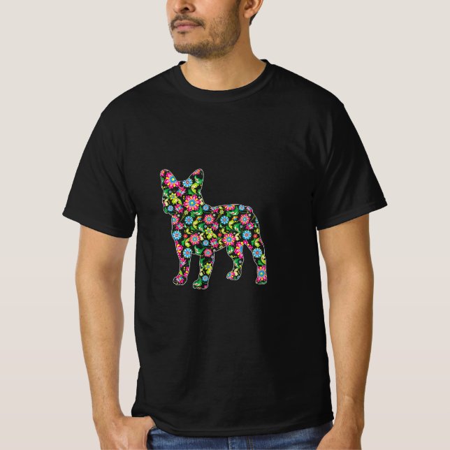 Påsk Boston Terrier Hund Påsk Vår blommor T Shirt (Framsida)