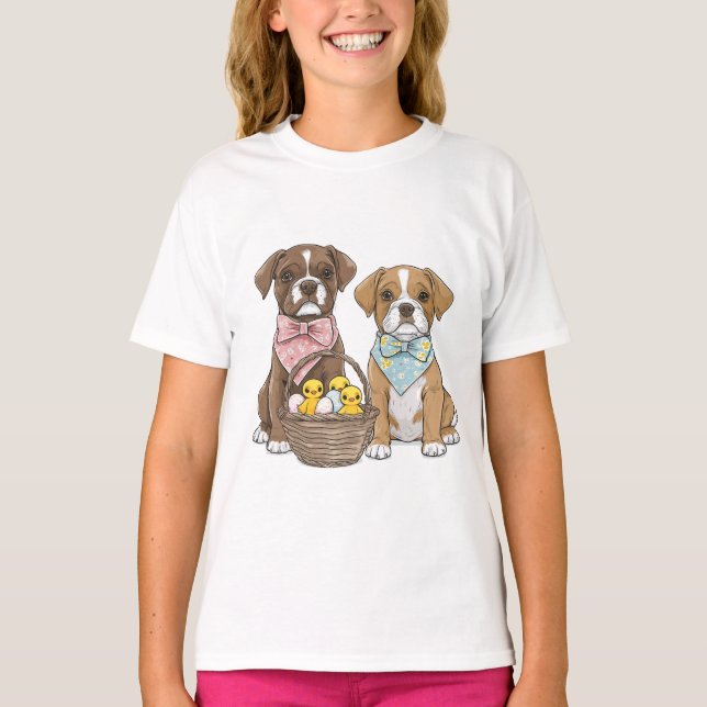 Påsk Boxer Hundar T Shirt (Framsida)