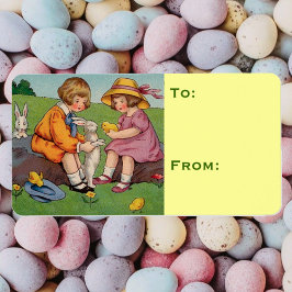 Påsk Boy and Girl Adressetikett