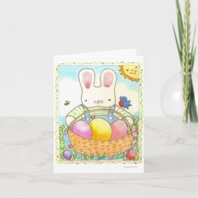 Påsk Boy Bunny helgdag kort (Framsida)